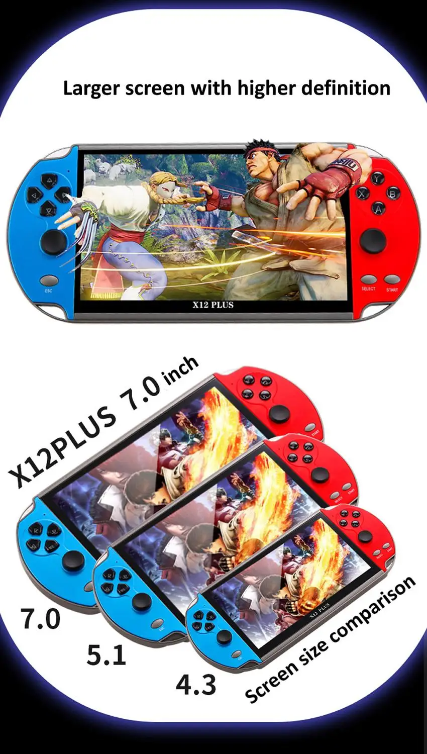 Игровая консоль X12 Plus 7 дюймов 16 ГБ 1000 игр | Электроника