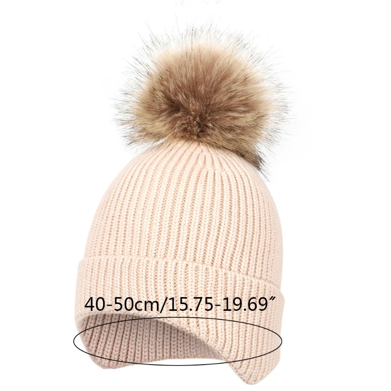 

Winter Warm Baby Cap Fur Ball Pompom Beanie Cap Kids Ear Protection Knitted Hat