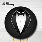 Черные костюмы в стиле джентльмена InMemory, круглая Обложка для фона для вечеринки в честь Дня Рождения взрослых, Круглый фон для фотостудии