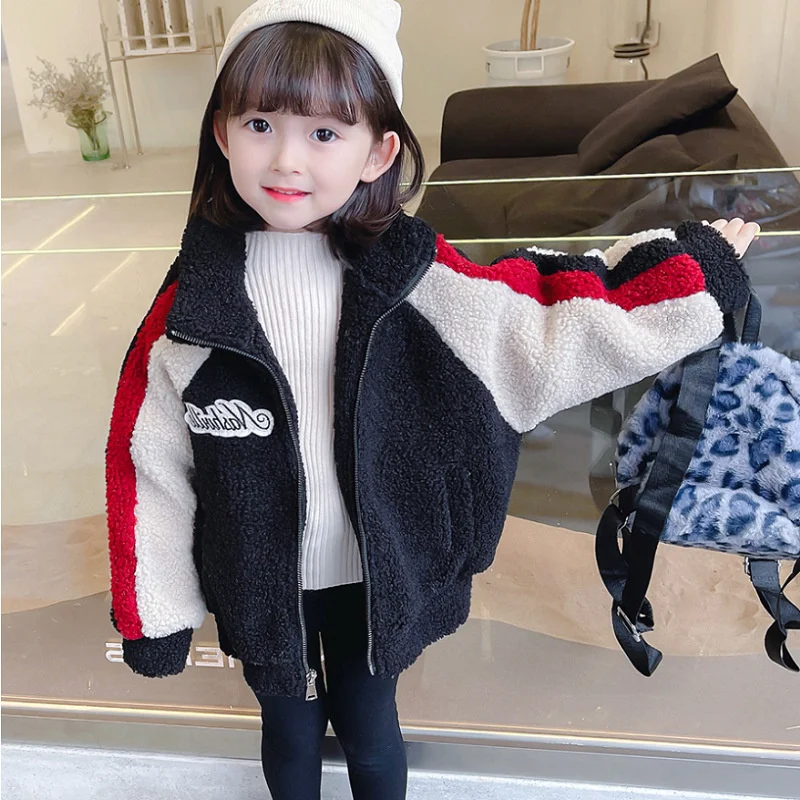 

Girls Baby's Kids Coat Jacket Outwear 2021 Luxury Design Plus Thicken Spring Autumn Cotton Zipper School Outfits Fleece Teenage