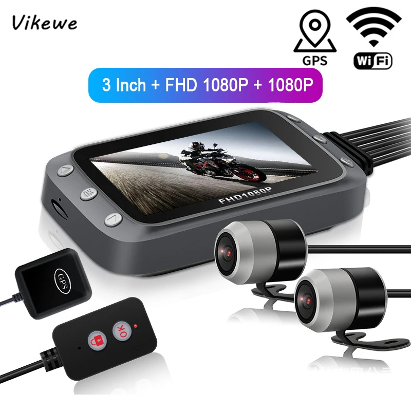 Видеорегистратор мотоциклетный 3-дюймовый FHD 1080P GPS Wi-Fi | Автоэлектроника
