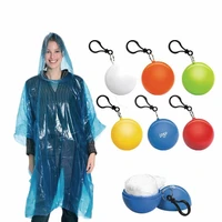 portable raincoat ball women men outdoor rainwear waterproof disposable camping hooded ponchos plastic keyring ball rain cover