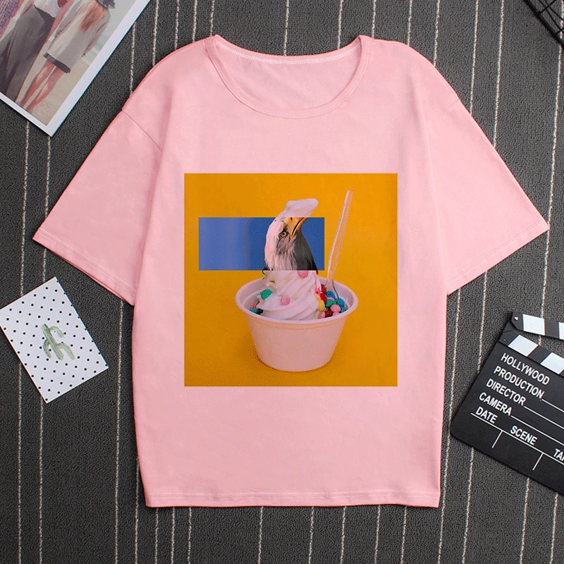 Женская футболка с короткими рукавами из полиэстера забавным принтом в