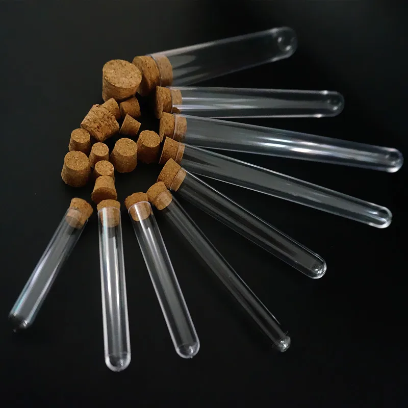 

Dia 12mm To 25mm Clear Plastic Test Tubes With Corks Plastic Laboratory Test Round Tube Plug Lab Transparent Plastic Tubes Vial