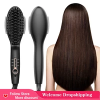 2022 hair straightener brush comb adjustable temperatures led display straightening hair care fast heating bursh comb