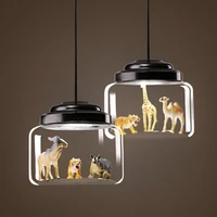 cartoon animals pendant lights led lighting cute animal hanging lamps for children room light glass lamp bedroom home decor gift