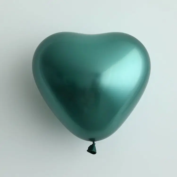 dark green 10 шт. 12 дюймов сердце глянцевый металлический жемчуг латексные шары толстые Хромированные Металлические цвета воздушные шары Globos День Рождения Декор - Цвет: dark green