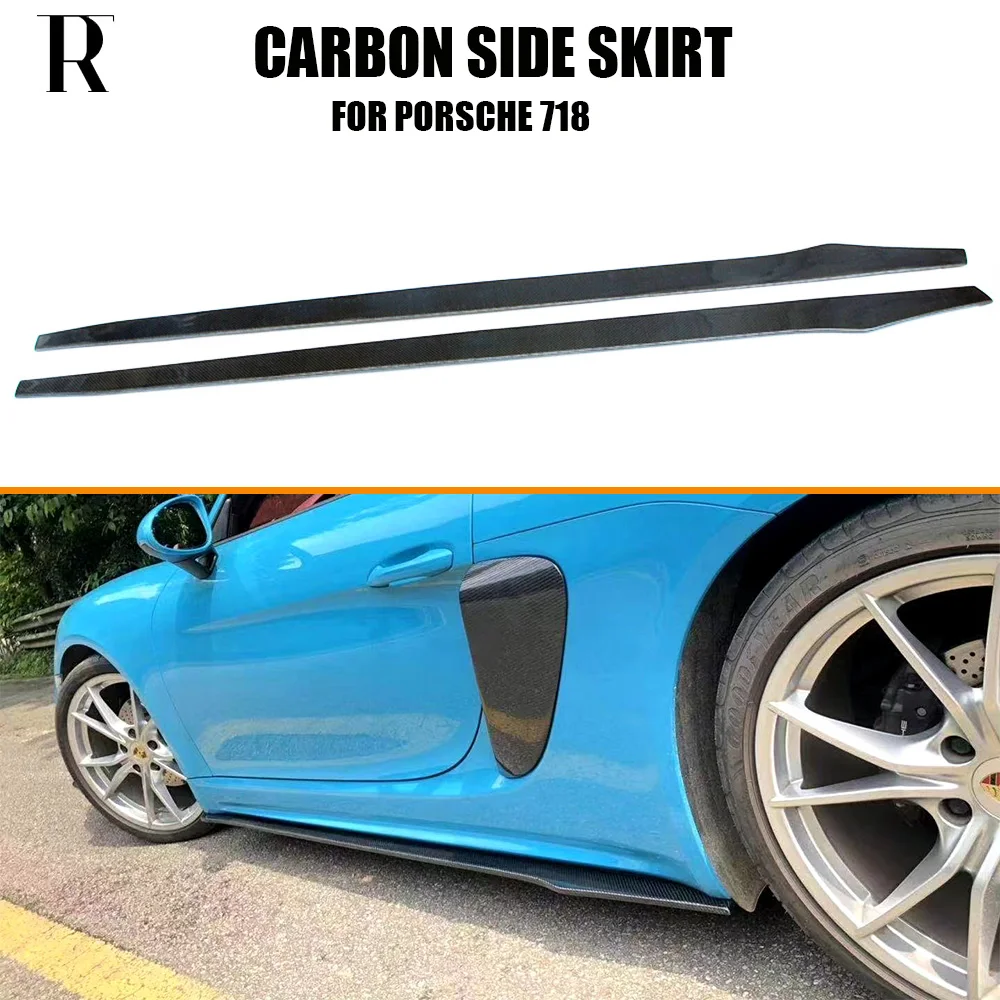 Falda de extensión de parachoques lateral de coche de fibra de carbono Real para Porsche Boxster 718 y Cayman 2016-UP, kit divisor de carrocería