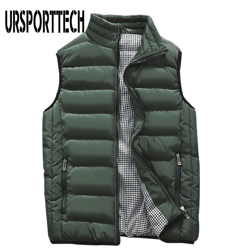 URSPORTTECH Mens Vest Casual Mens Plus Size 5XL Warm Sleeveless Jacket Men Winter Waistcoat Men's Vest Casual Coats Outwear