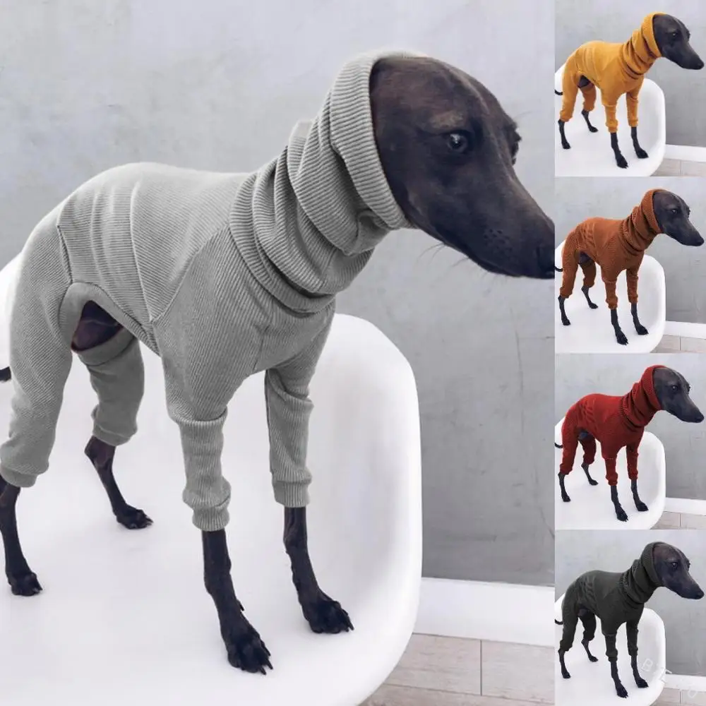 Abbigliamento per cani solido maglione a costine a quattro zampe maglione dolcevita cappotto a maniche lunghe per cani caldo morbido quattro stagioni vestiti per animali in puro cotone
