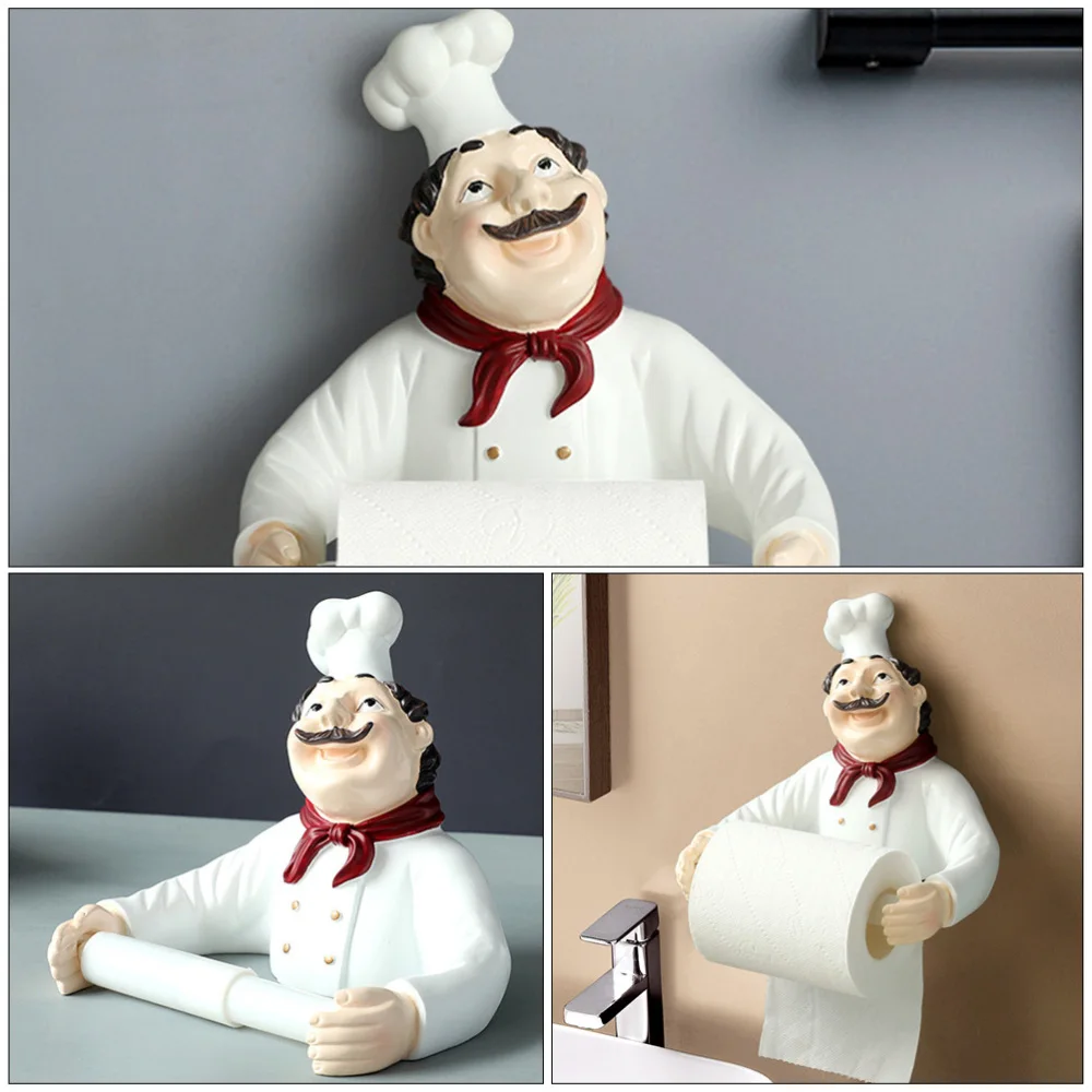 

1pc Resin Art Chef Tissue Holder Roll Paper Holder Decorative Tissue Rack