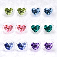 6 30mm ear plugs gauges and tunnels twinkling heart shaped acrylic ear stretcher expander body piercing jewelry