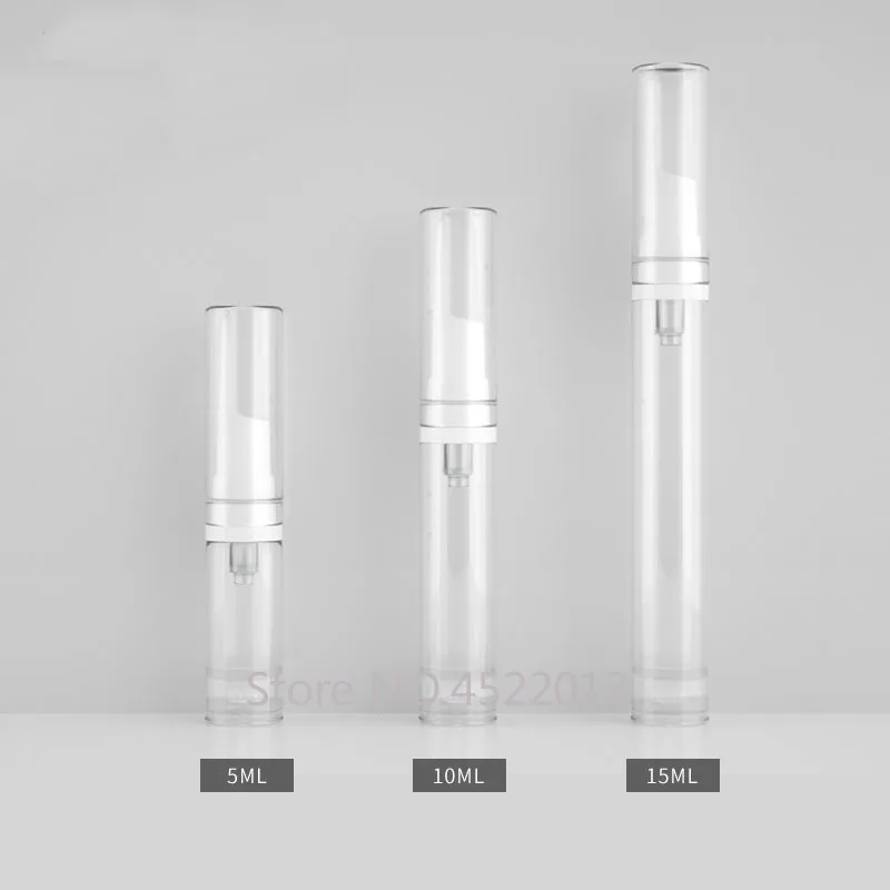 

5ml10ml15ml 10/30/50pcs/lot Empty Clear Airless Bottle,DIY Sample Eye Cream Container Packing,Portable Airless Emulsion Package