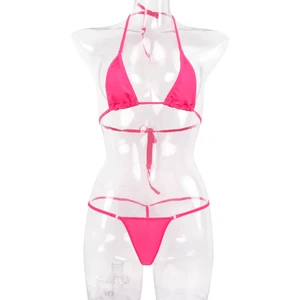 Женский сексуальный комплект микро-бикини-стринги, бюстгальтер, топ, стринги, нижнее белье, купальники