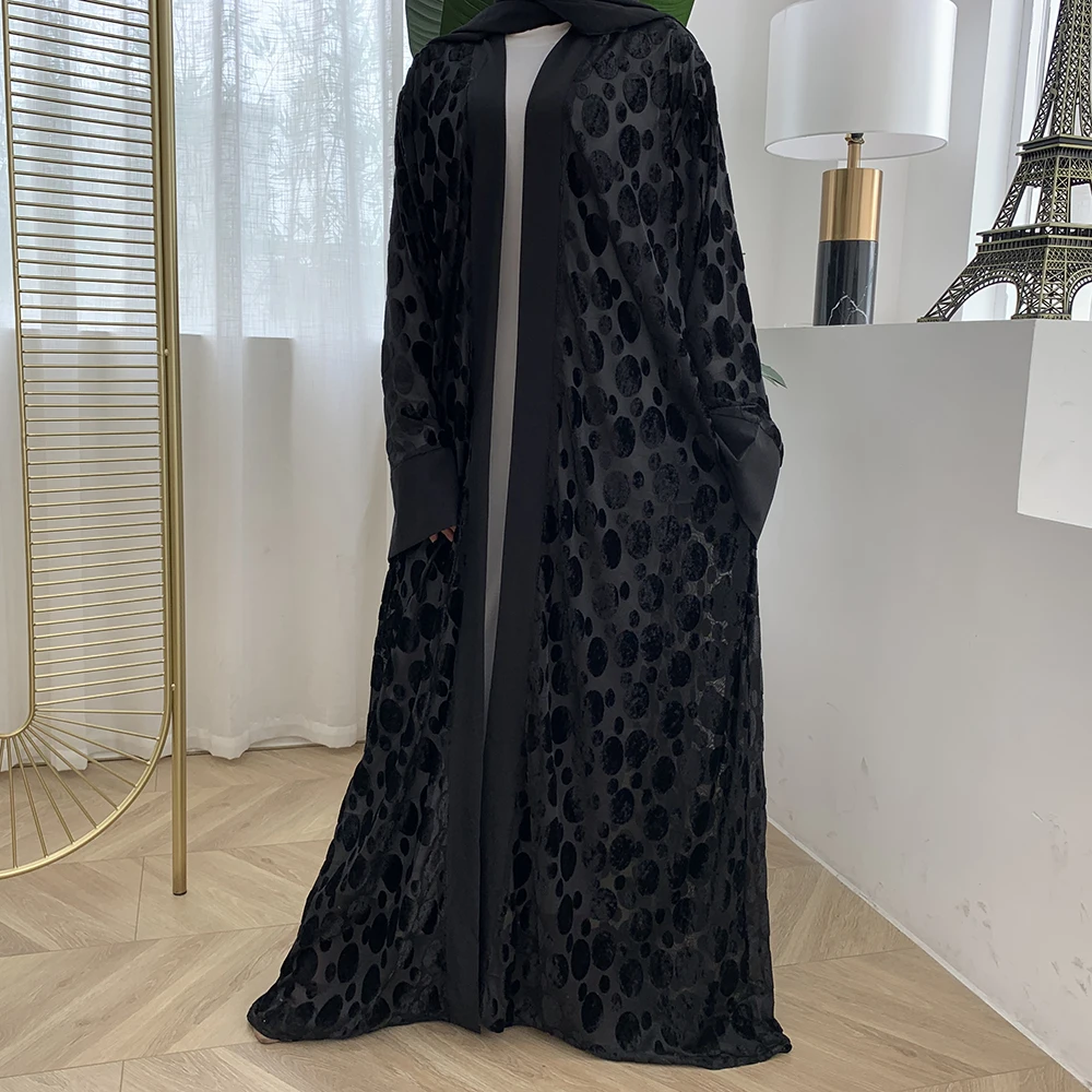 Black Eid Mubarak Kaftan Dubai Abaya Turkey Kimono Cardigan Hijab Muslim Dress Islamic Clothing Abayas For Women Robe Femme Ete |