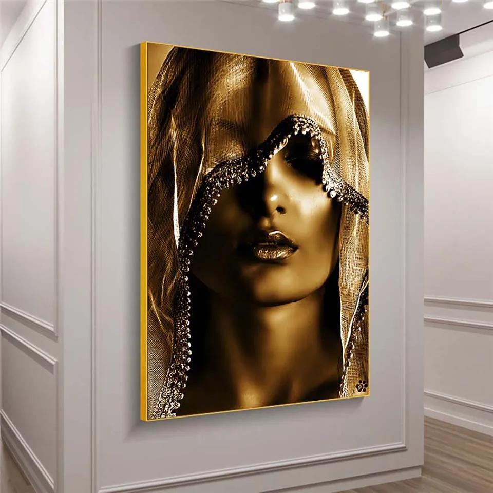 

Golden Makeup Women Canvas Paintings Posters and Print Nordic Style Wall Art Pictures Scandinavian Canvas Painting For Bedroom