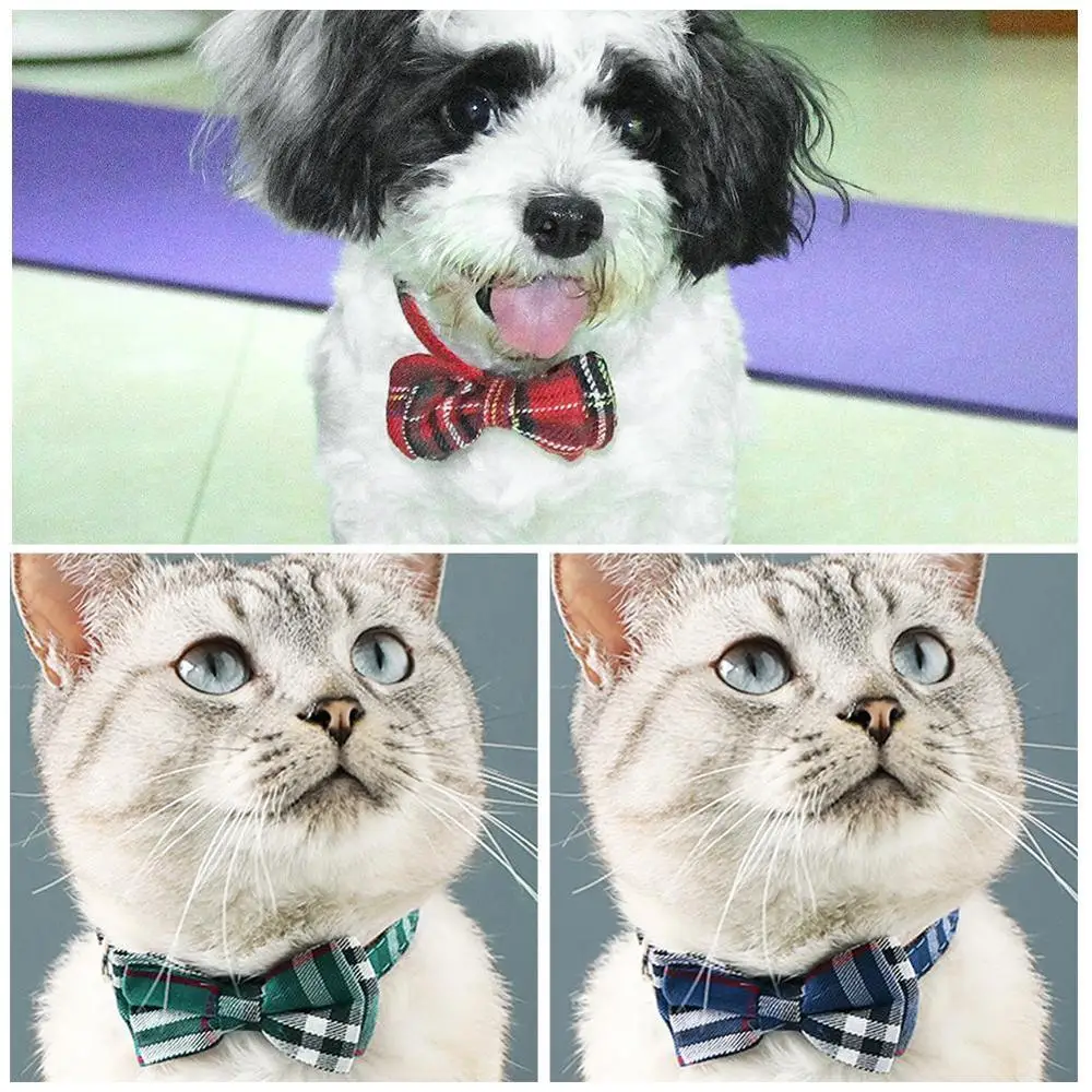 Ожерелье с цветными клетчатыми воротниками для кошек хлопковые полосатые