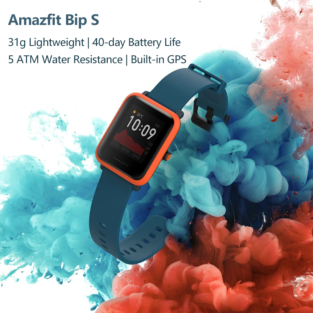 2020 Amazfit Bip S Smart Watch GPS 5 ATM Water Resistance 31g Lightweight 40-day Battery Life 10 Sports Modes Music Control | Электроника