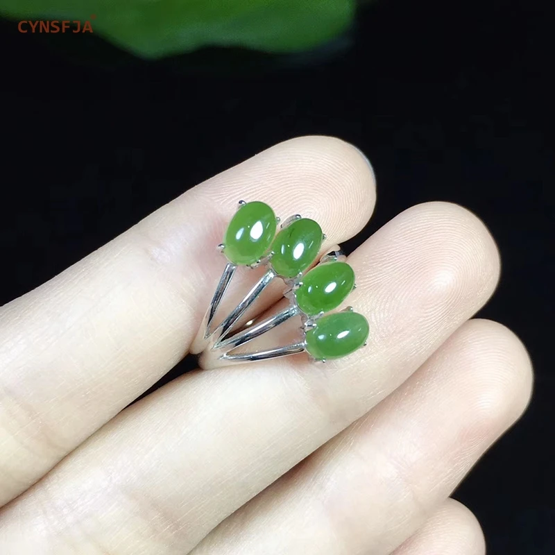 CYNSFJA, настоящее сертифицированное, натуральное, хотанская яшма, 925 пробы, серебро, ручной работы, хорошее ювелирное изделие, зеленый нефрит, кольца, регулируемые, лучшие подарки