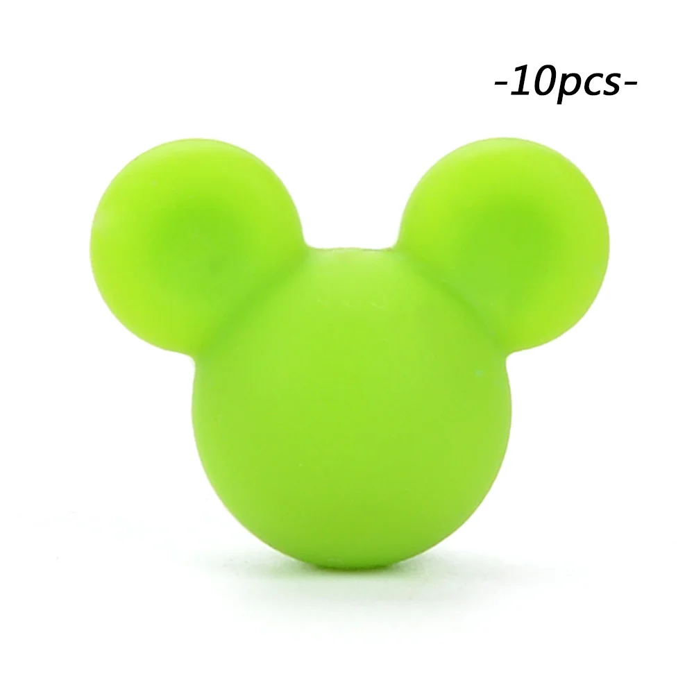 chartreuse LOFCA силиконовые бусины Микки 10 шт Детские бусины для прорезывания зубов жевательные продукты пищевого силикона BPA бесплатно Соска-подвеска для изготовления ожерелья - Цвет: chartreuse