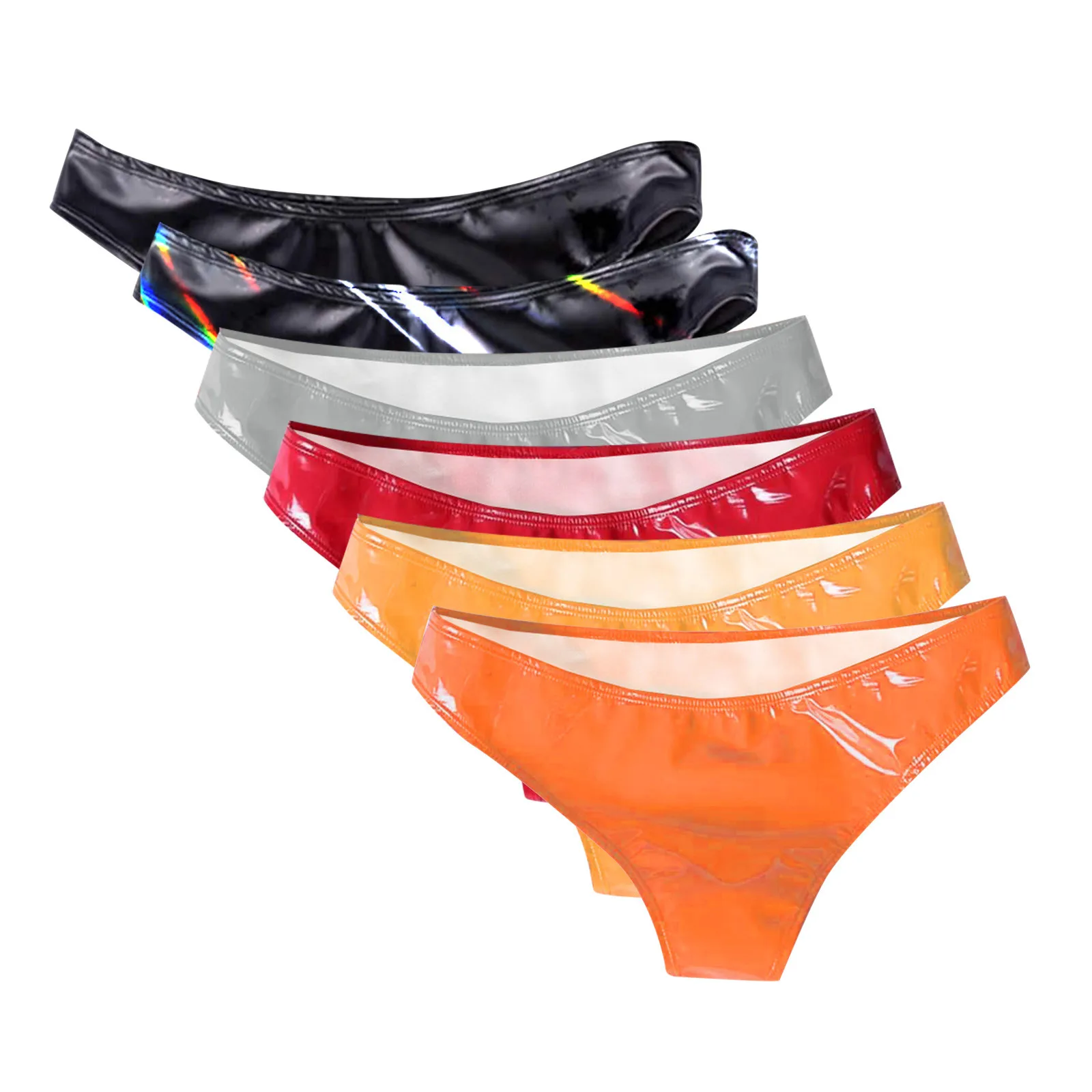 Женские глянцевые трусики с низкой талией из лакированной кожи латексные