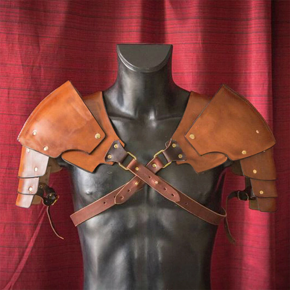 

Multilayer Durable Photography Props Pauldrons Shoulder Armor Medieval Vintage Artificial Leather Gladiator Cosplay Costume