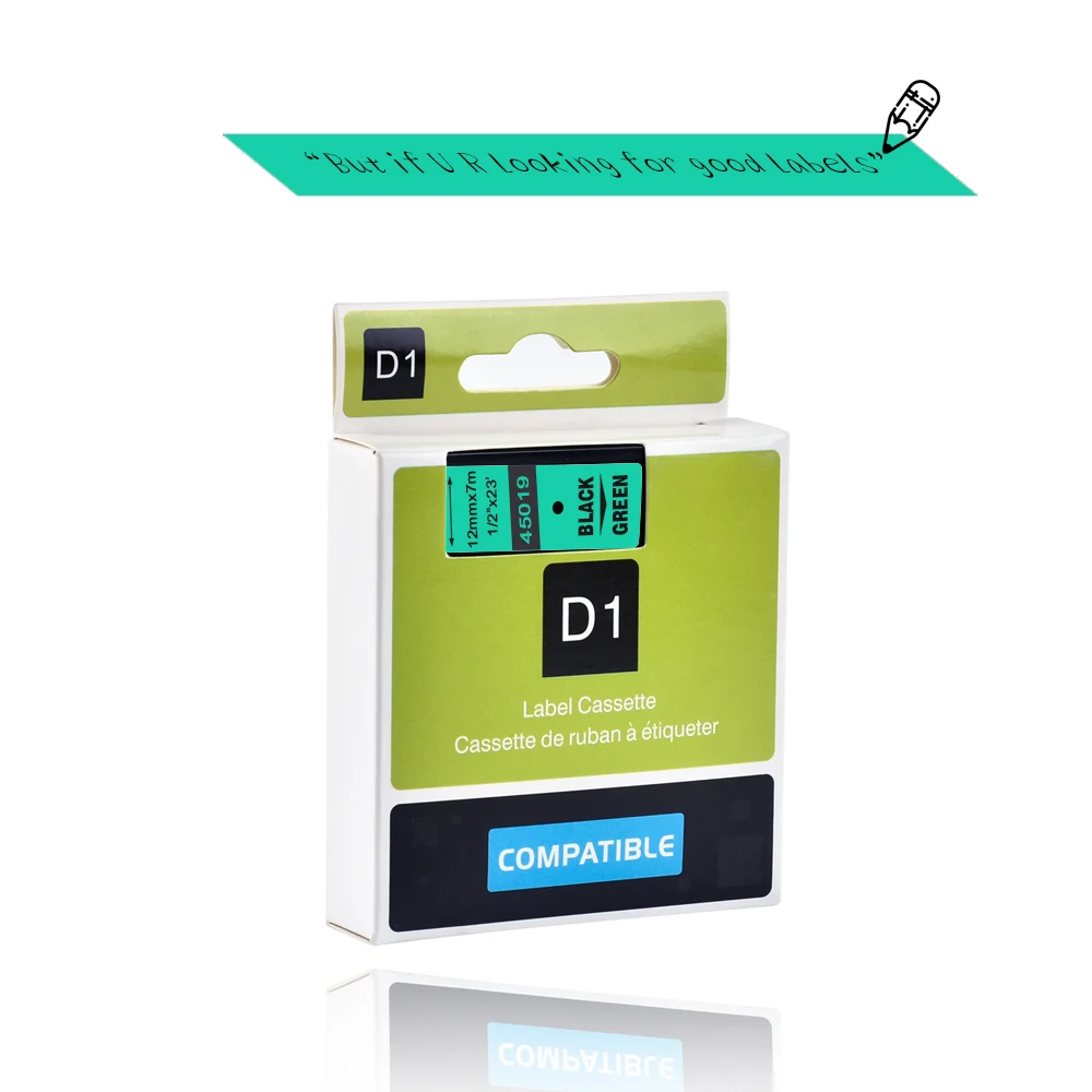 Label World 45019 Compatible Dymo manager 12mm D1 black on green Maker Tape PNP 3 pack | Компьютеры и офис