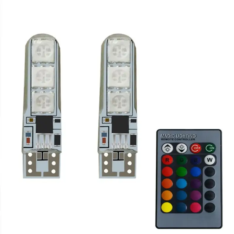 2x RGB Remote Control Car LED Light T10 5050 6SMD Colorful Multi Mode Bulbs With Controller Parking lamp | Автомобили и мотоциклы