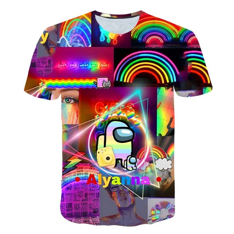 

3D Polyester Game Among Us T Shirt Children New Kawaii 2021 Funny Summer Cartoon T-Shirt For Girl Kid Boys Clothing Short Sleeve