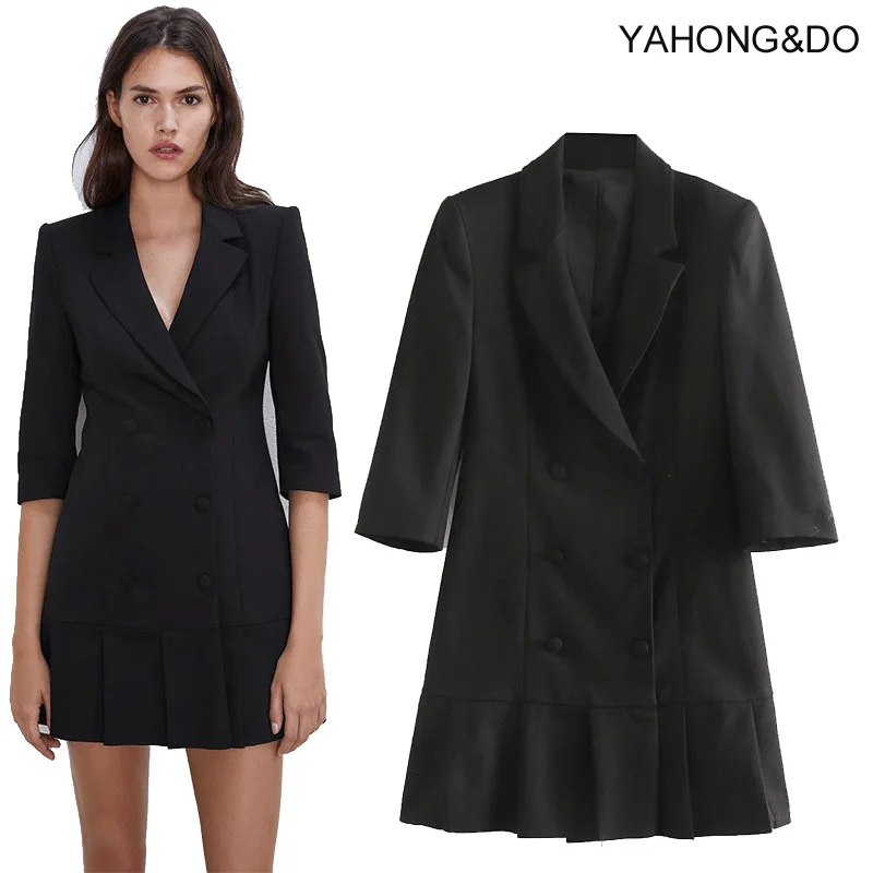 ZA женское мини платье 2019 Новая мода с рукавом средней длины однотонное тонкое