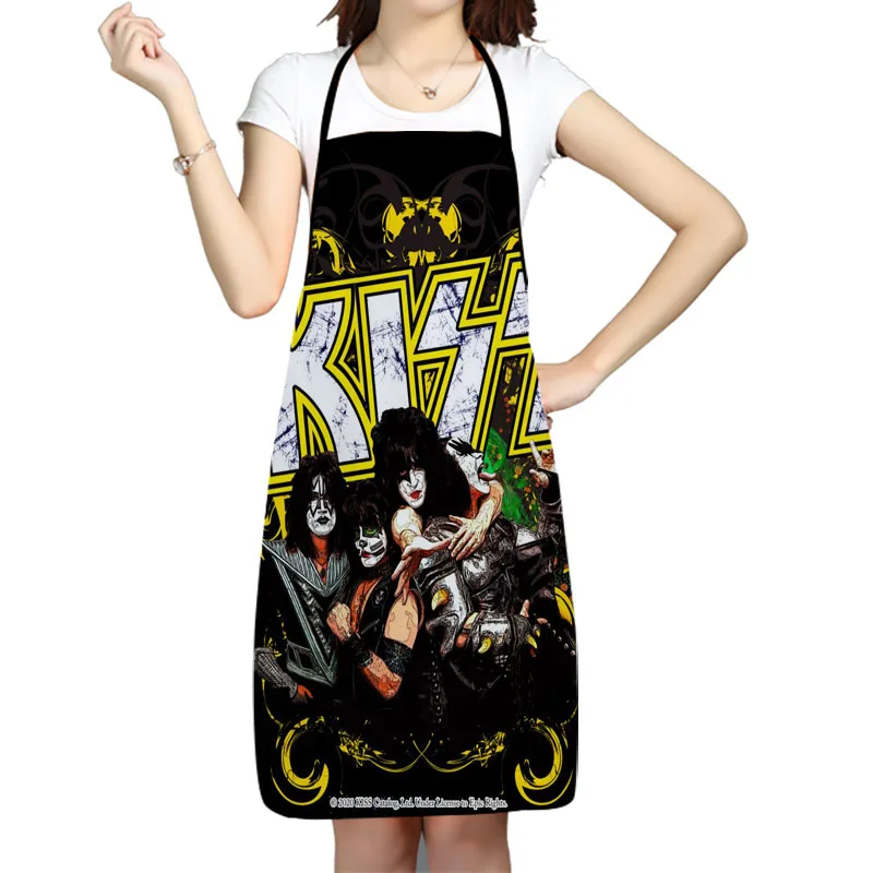 

Kiss Band Apron Kitchen Aprons For Women Men Bibs Household Cleaning Pinafore Home Cooking Apron For Manicure