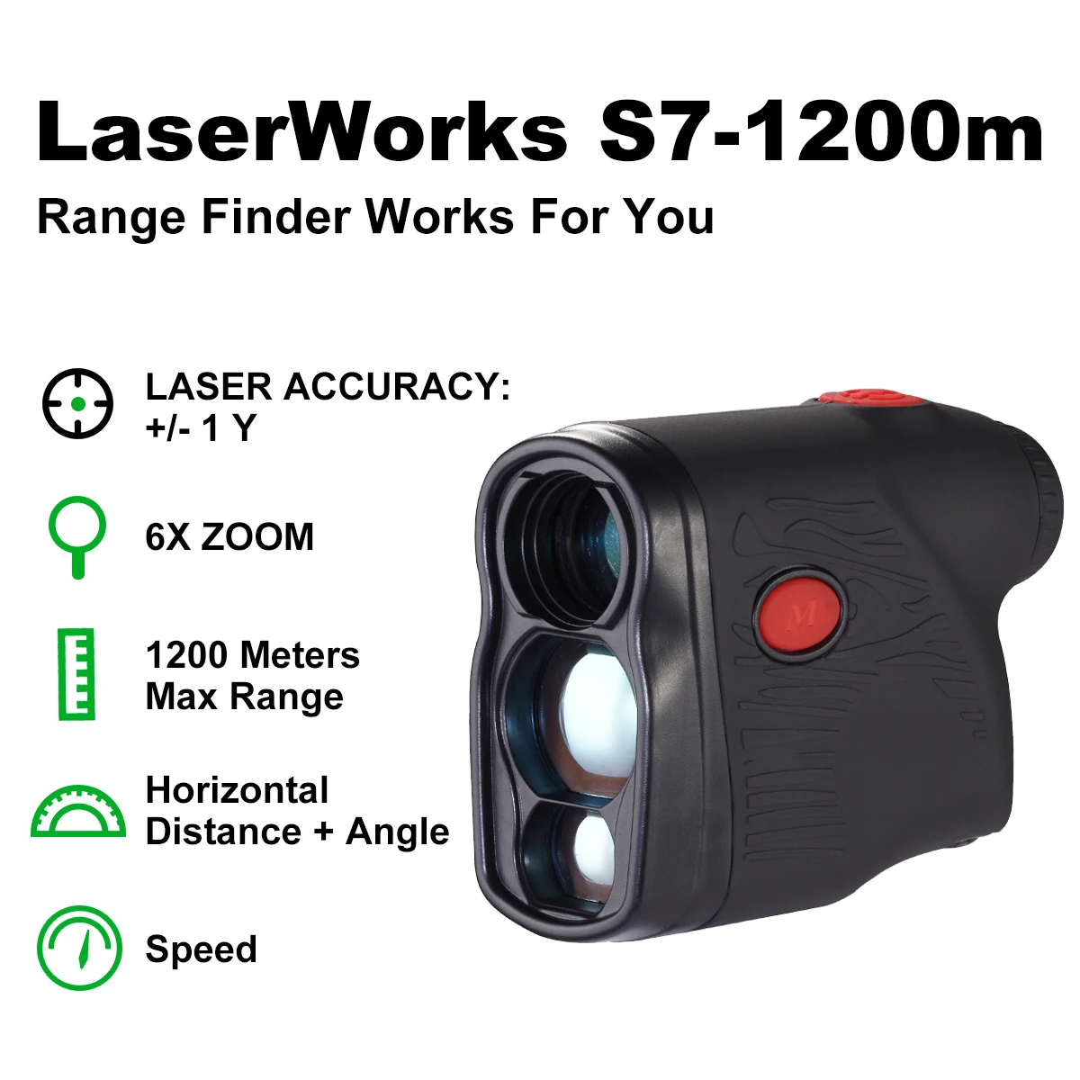 LaserWorks лазерный дальномер 1200 м измерение высоты дерева несколько функций лазерный дальномер