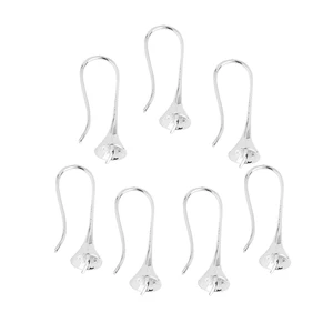 DoreenBeads медные Крючки для ушей, серьги, цветок, посеребренный, сделай сам, изготовление ювелирных изделий (подходит для 8 мм бусин), 26 мм x 12 мм, 10 шт.