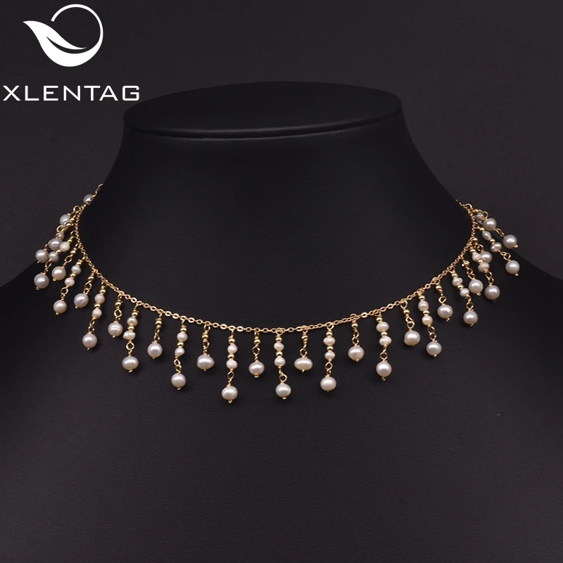 Женское Ожерелье с натуральным пресноводным белым жемчугом Xlenag свадебный