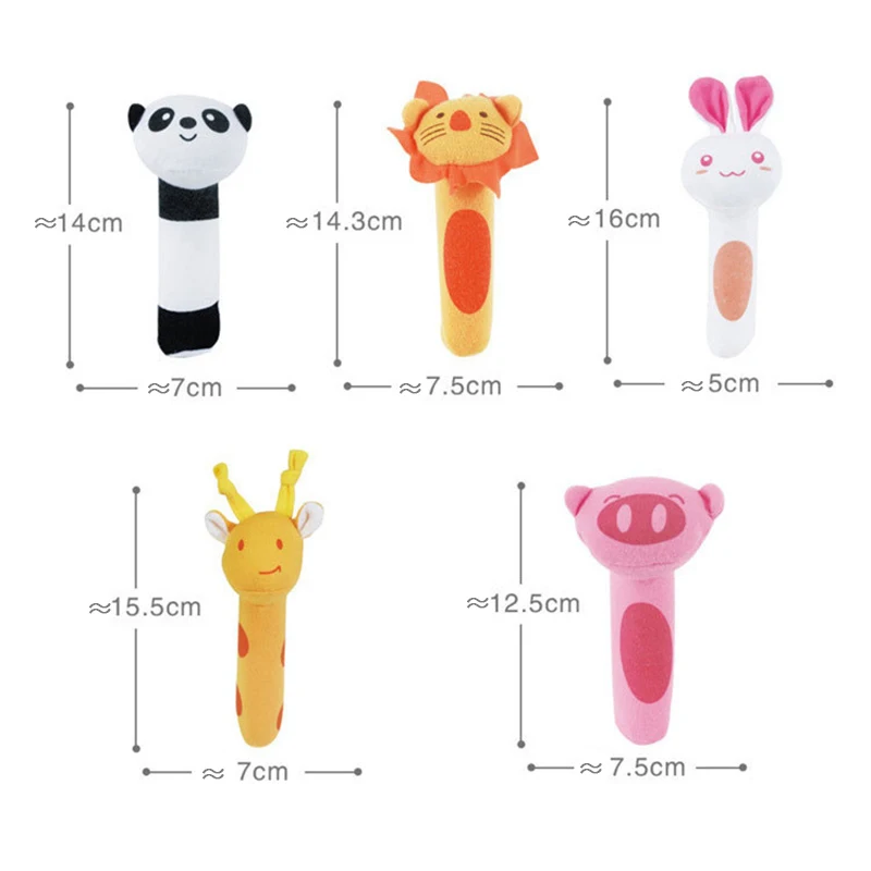 Baby Cute BB Stick Hand Bell Rattle Toys Cute Stuffed Educational Toys For Newborns Boy And Girl  Cartoon Animal Hand Bell