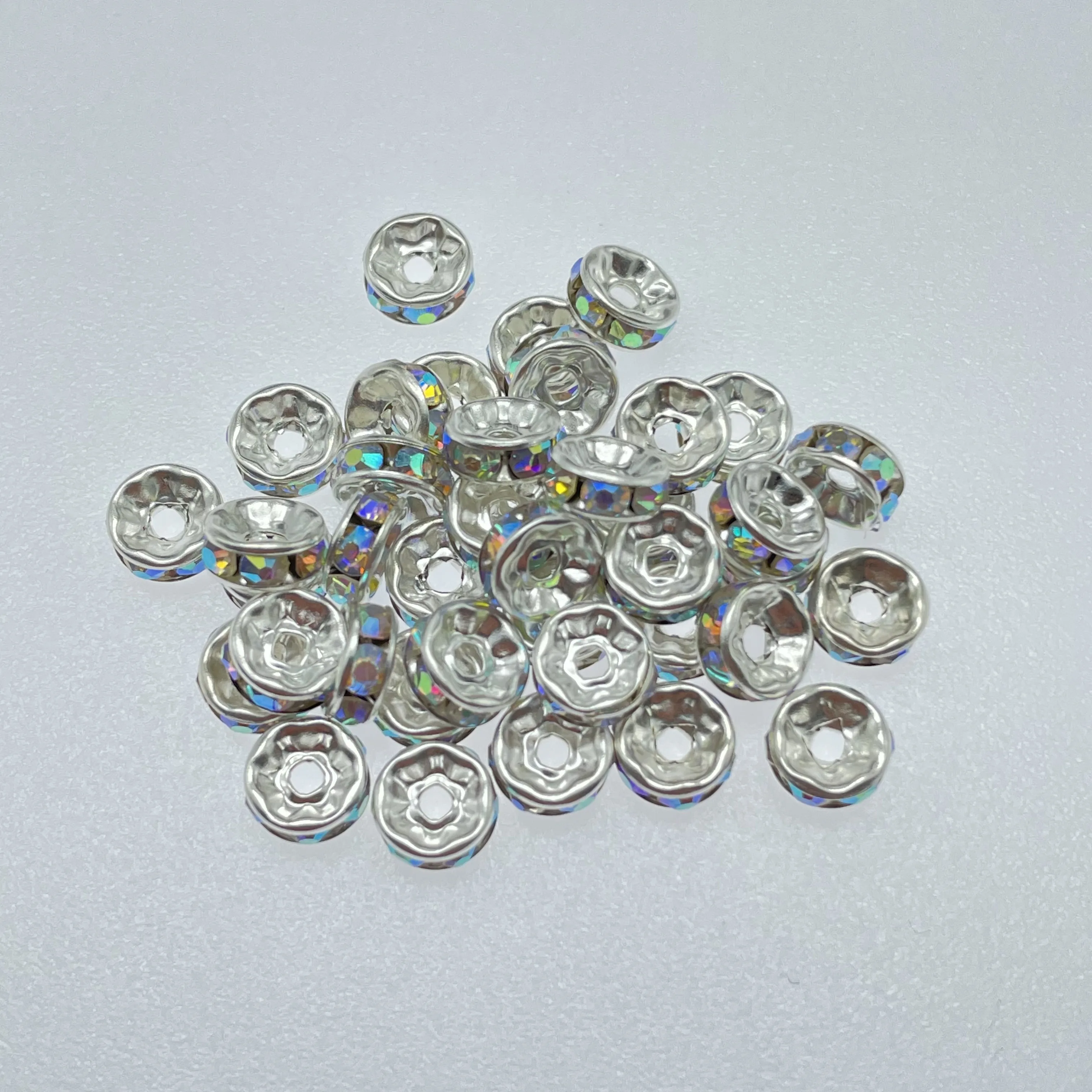 50 шт. 8мм 10мм красочные AB кольцевые разделители для создания украшений сделай сам, соединительные элементы для браслетов и колье оптом.