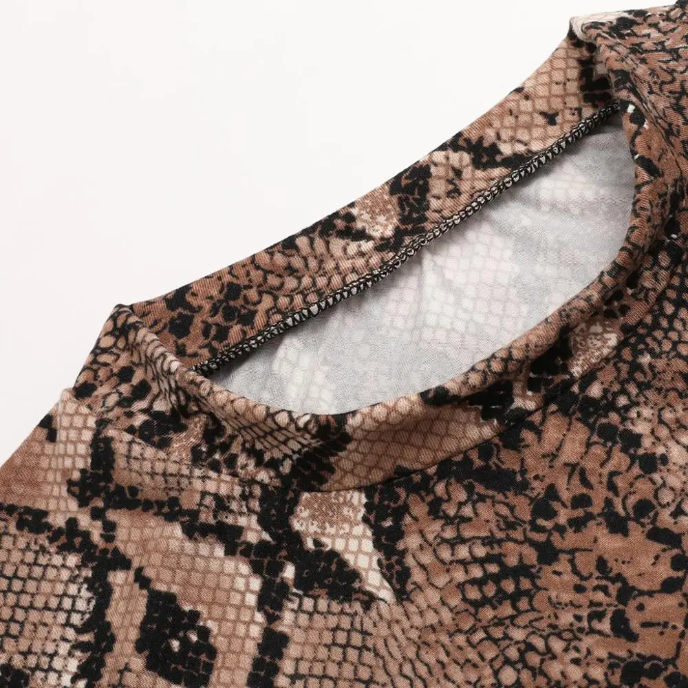 Женское платье с леопардовым принтом длинным рукавом и стоячим воротником |