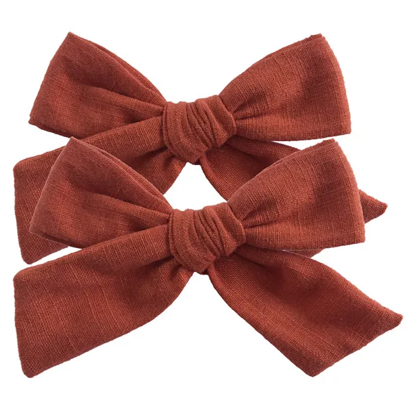 Solid color-785 BEILARRY, 2 шт., 4-дюймовые зажимы из хлопчатобумажной ткани с бантиком для маленьких девочек, заколки для волос с бантиком, заколки, заколки для волос, головные уборы, аксессуары для волос - Цвет: Solid color-785