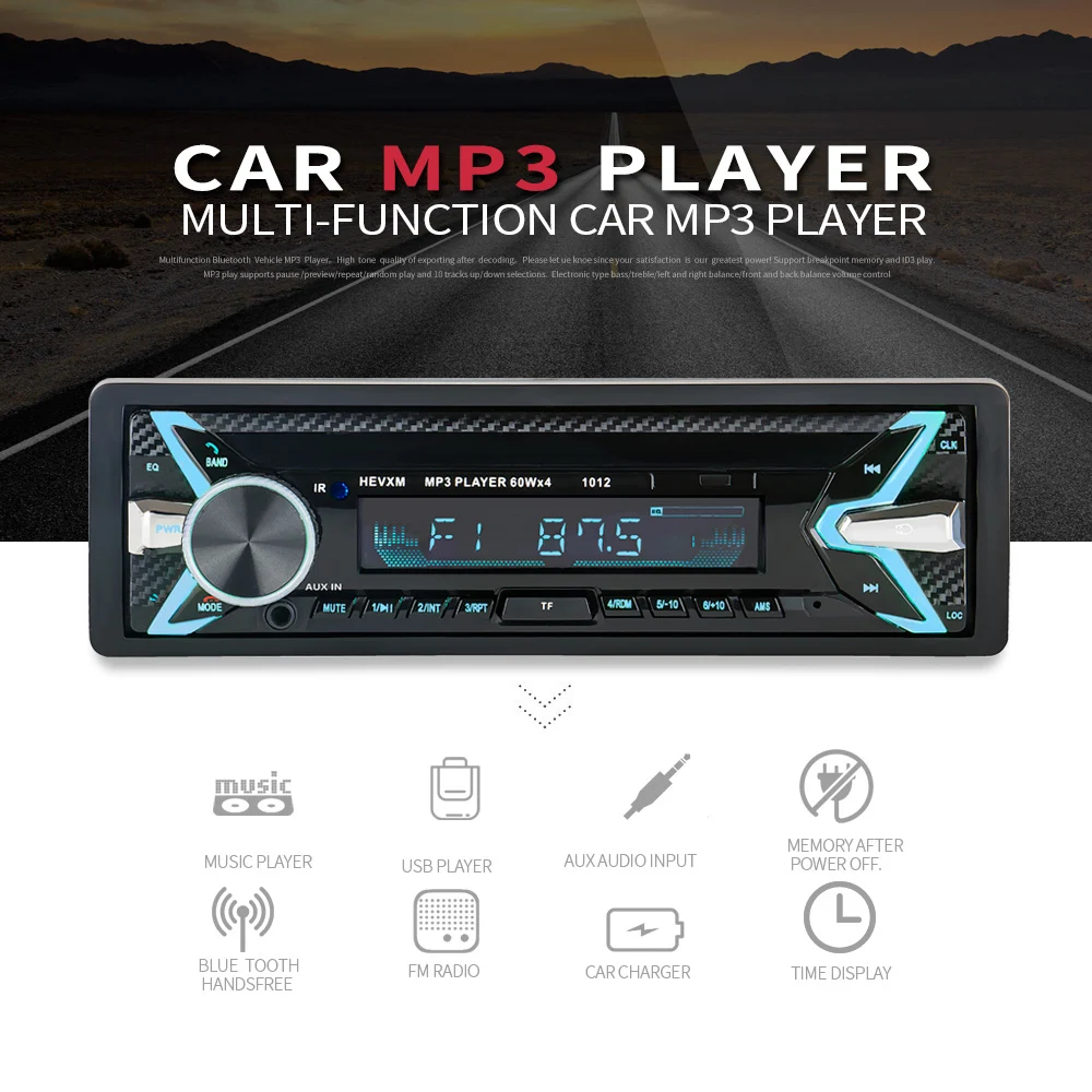 

New 12V Car audio stereo Radio Bluetooth V3.0 In-dash 1 Din FM Aux Input Receiver SD USB MP3 MMC WMA Player