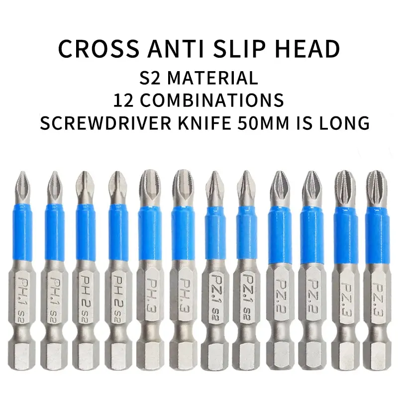 12Pcs Magnetic Screwdriver Bit Set Anti Slip Electric Power Multi-bit Tool Suit Alloy Steel Accessories | Инструменты