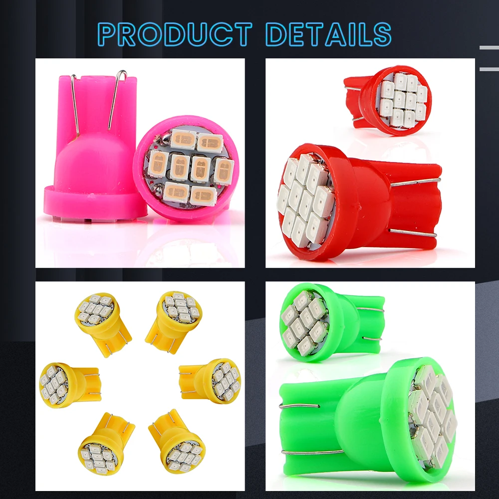 YM E-яркий 100 шт. T10 W5W 1206 8 SMD 6V 6 3 V AC DC Светодиодный светильник бесполярности 194 168