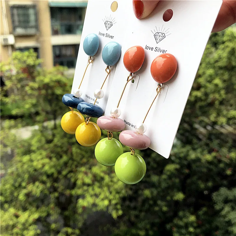 

Earrings 2021 Trend Korean Things Red Flowers Beaded Esin Dangle Earrings Acrylic Cute Bead Transparent Earrings for Women