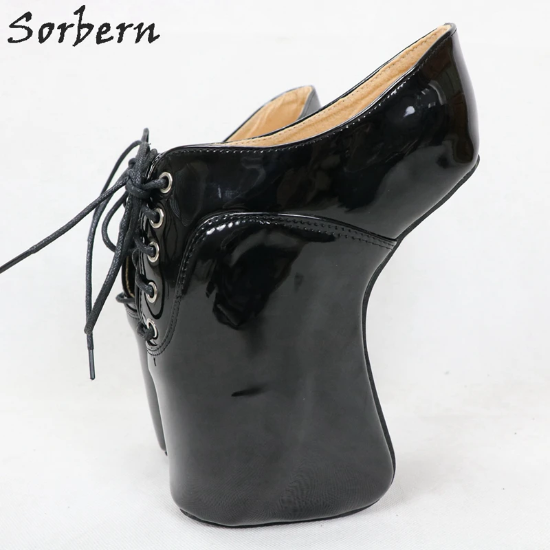 Sorbern/черные женские туфли-лодочки на шнуровке с перекрестной шнуровкой; балетки на высоком каблуке; женская обувь на каблуке; большой размер 42