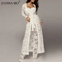 julissa mo floral lace sexy bodycon jumpsuit women rompers 3 piece set autumn winter strap sashes long playsuit casual overalls