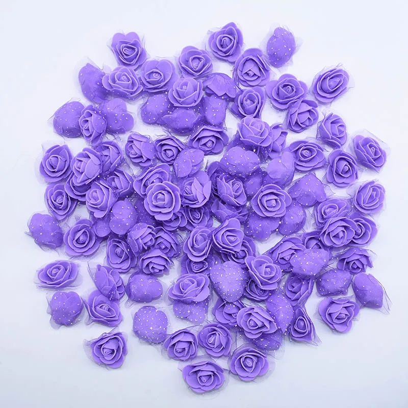 purple 50 шт./лот 3,5 см мини ПЭ пены розы искусственные головки цветов для DIY венки Аксессуары свадебные украшения вечерние ручной работы - Цвет: purple