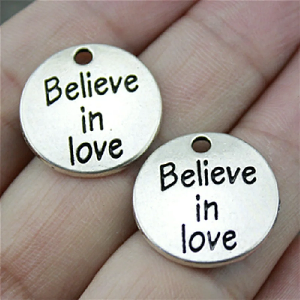 Оптовая продажа ювелирных изделий в античном серебряном цвете 20x20 мм верьте