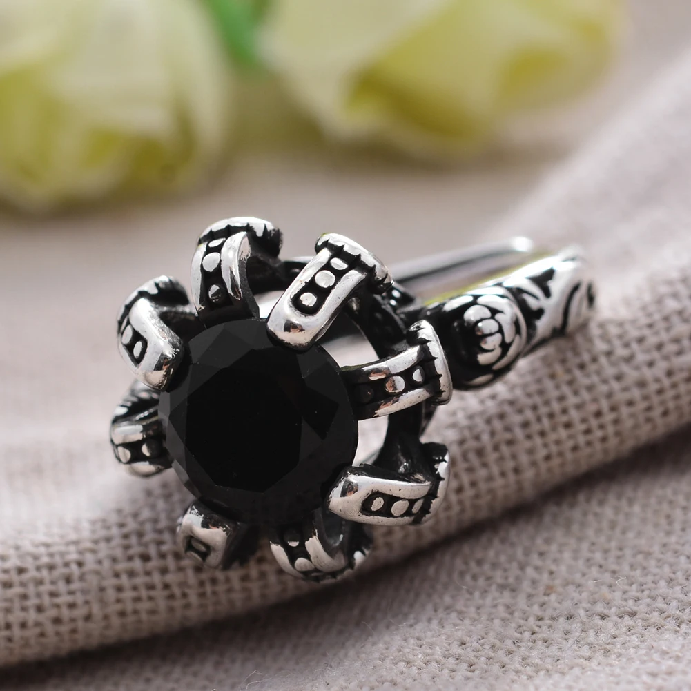 

GCC101 925 Sterling Silver Original Big Black Crystal Unisex Ring Wholesale Man Women Party Gift No Fade