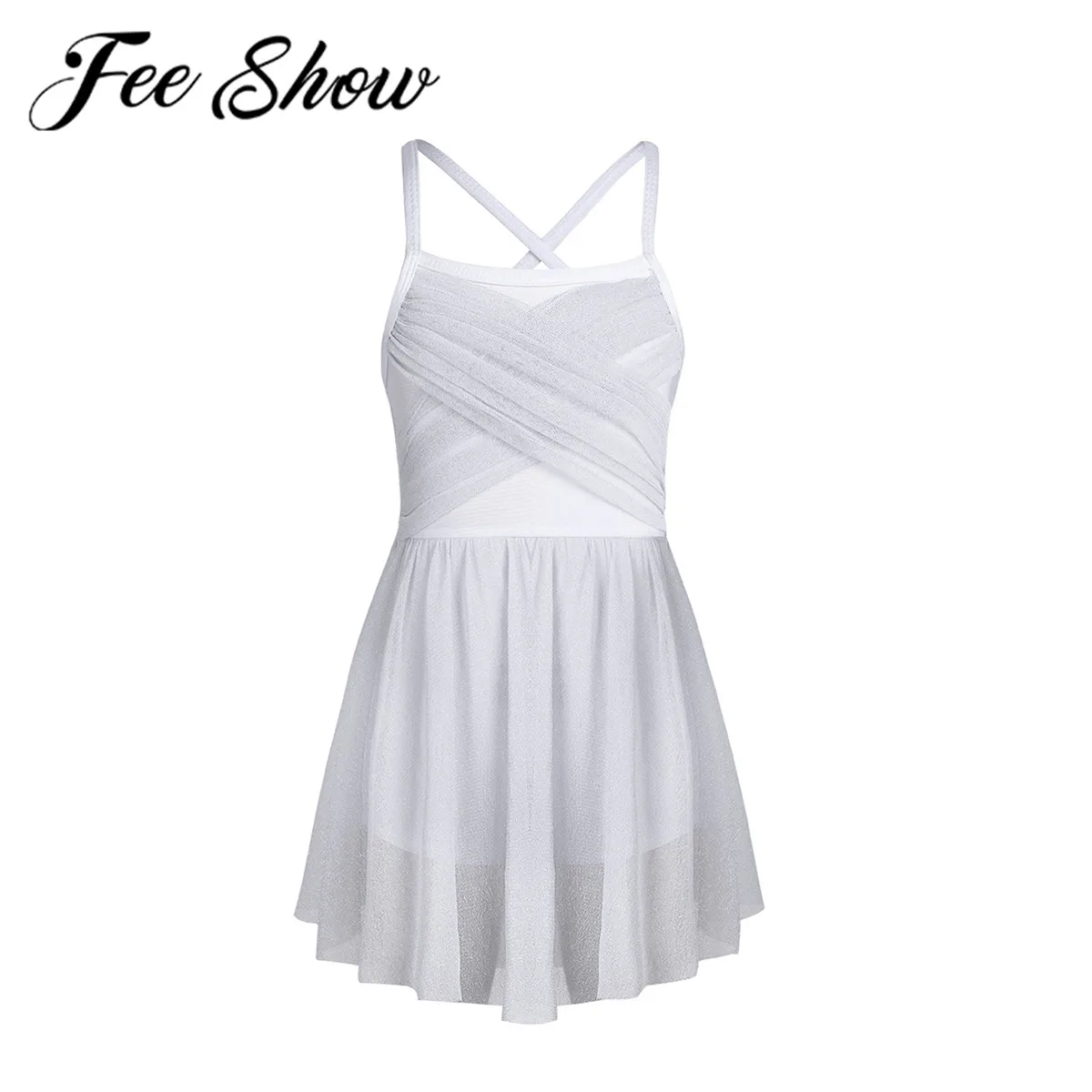 FEESHOW/блестящее Сетчатое балетное платье для латиноамериканских танцев детское