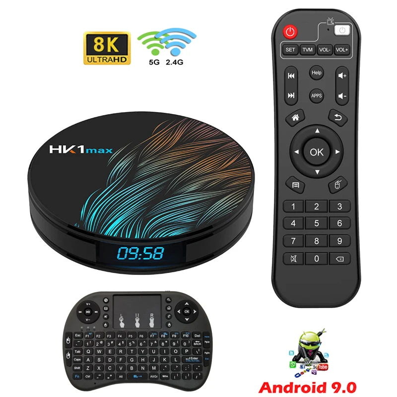 Android 9 0 HK1MAX Мини Смарт ТВ бокс 2 4G/5G Wifi четырехъядерный BT 4 телеприставка Netflix
