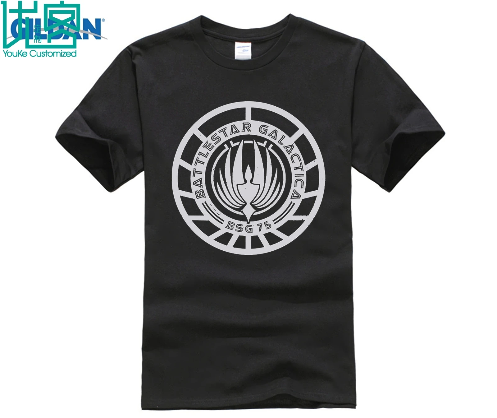 Футболка мужская с коротким рукавом Battlestar Galactica царапается Логотип Мужская s Slim Fit